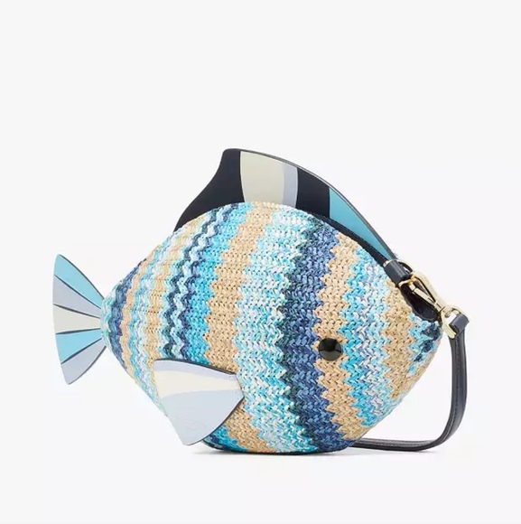 KATE SPADE | What a Catch 3D Fish Crossbody w/ Wave Stripe Wallet 2pc Set - Picture 7 of 11